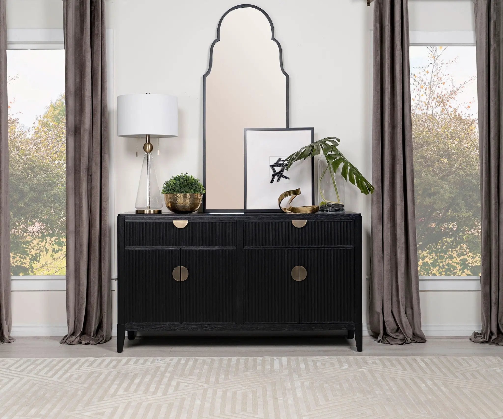 Brookmead 4-door Sideboard Buffet Storage Cabinet Black by Unique Piece Furniture