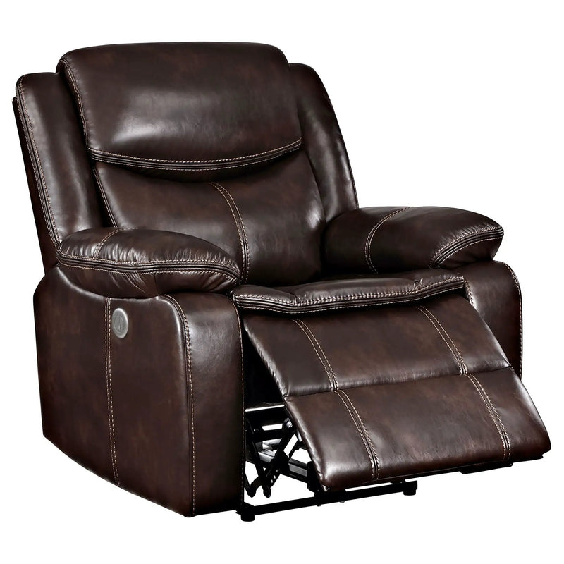Sycamore Upholstered Power Recliner Chair Dark Brown by Unique Piece Furniture