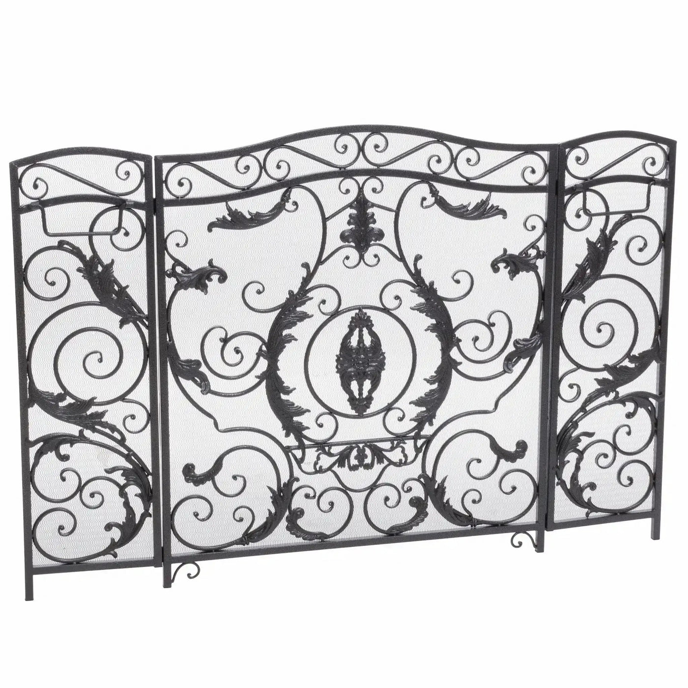 Mariella Traditional Floral Iron Fireplace Screen with Ornate Design by HouseOfZazla