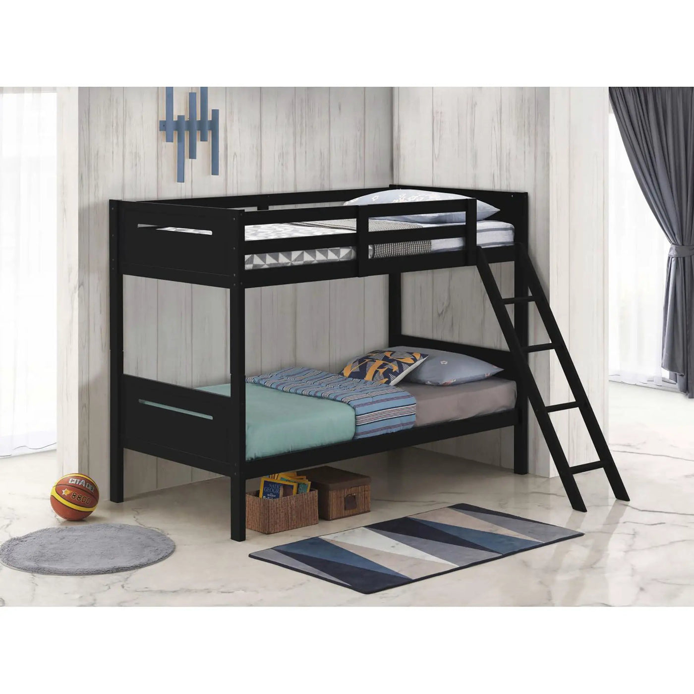 Bunk Bed With Built In Ladder, Safety Guardrails And Angled Access Step by HouseOfZazla