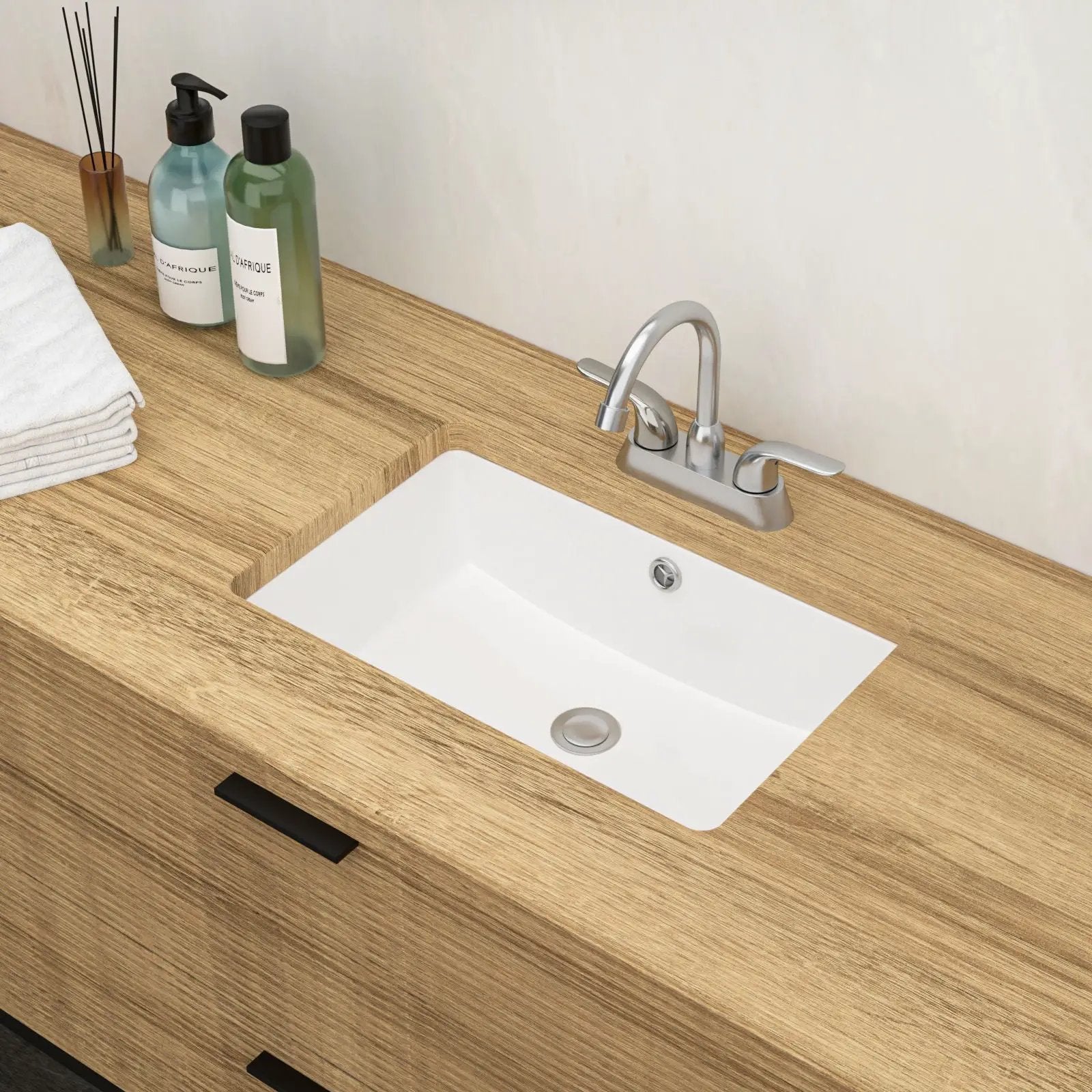 Modern Ceramic Rectangular Undermount Bathroom Sink With Overflow by HouseOfZazla
