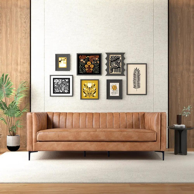 Angelina Cognac PU Leather Sofa by HouseOfZazla