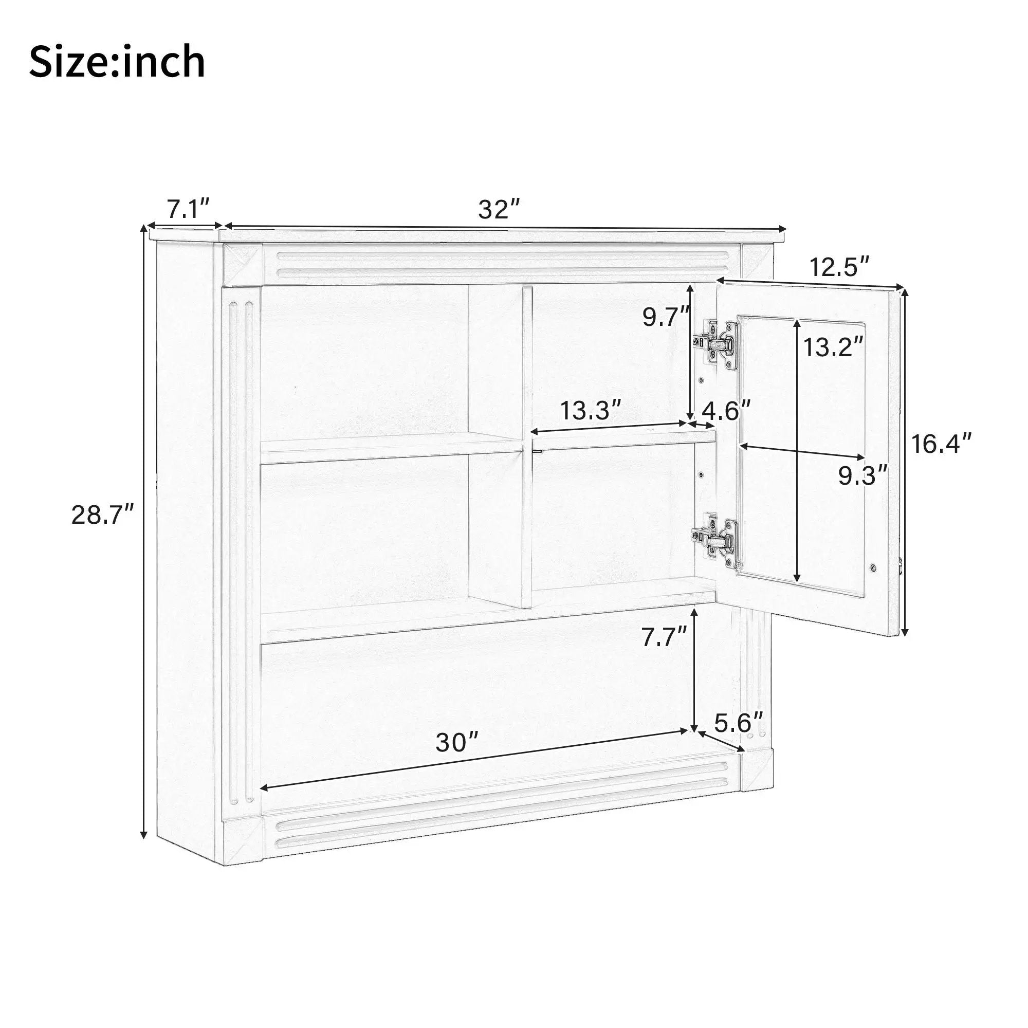 Wall-Mounted Bathroom Cabinet With Mirror And Adjustable Shelves by Unique Piece Furniture