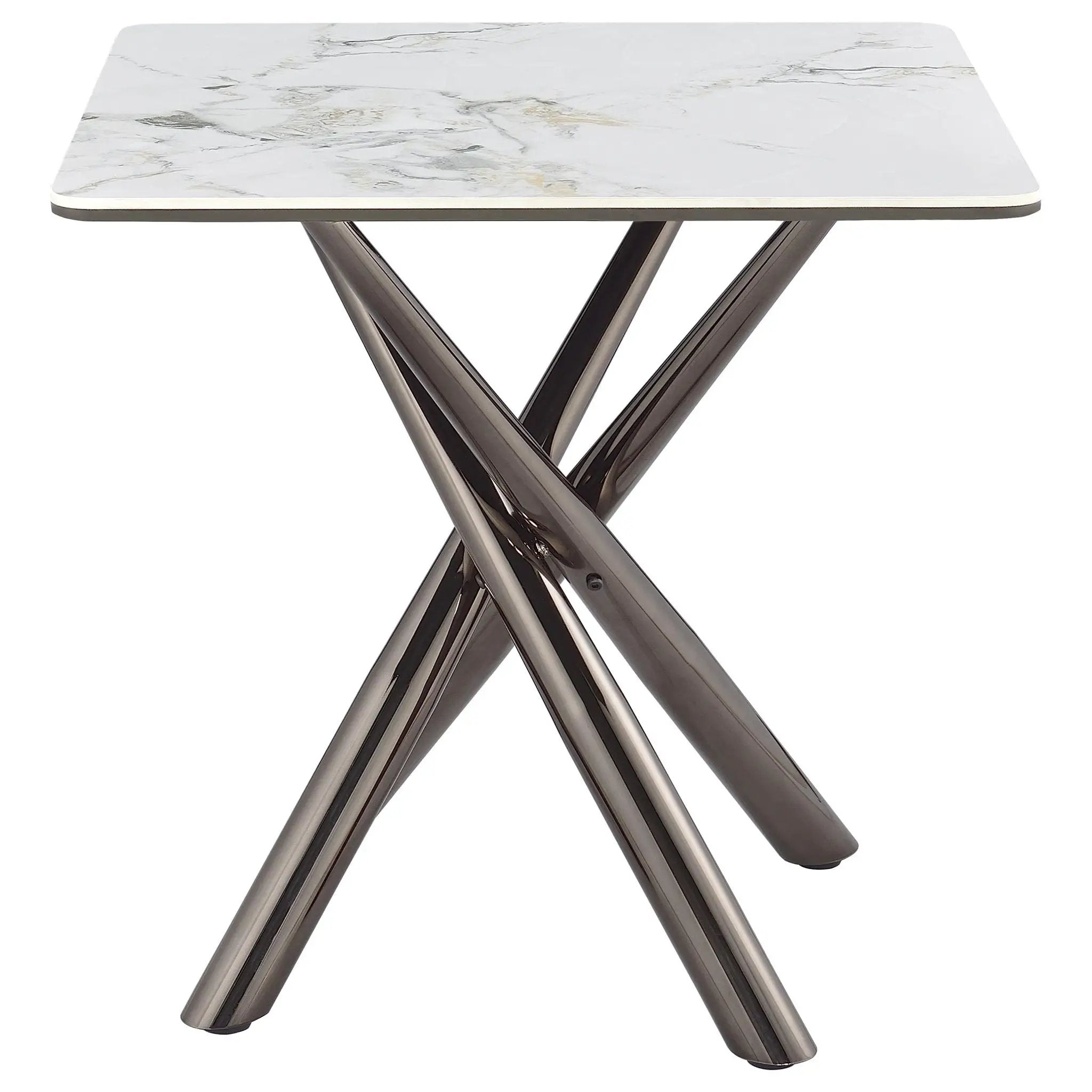 Carvell Square Sintered Stone End Side Table Mirage White by Unique Piece Furniture