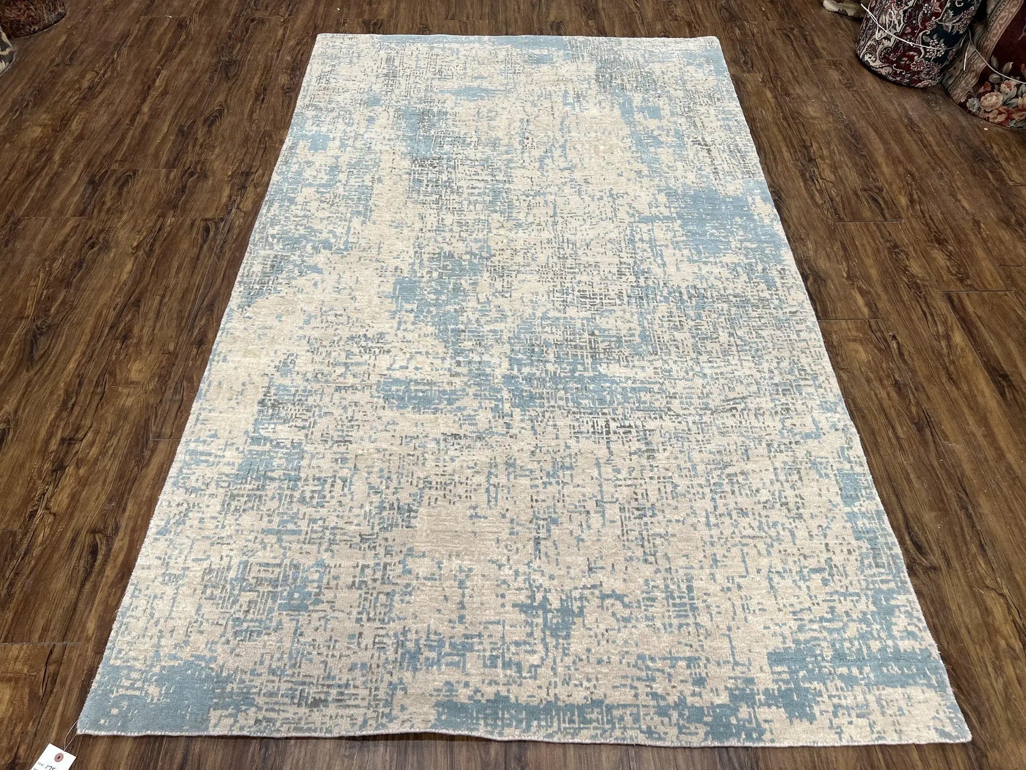 Modern Tibetan Rug 5x8 ft Light Blue and Gray Carpet, Contemporary Wool Rug, Handmade Nepali Rug, Raised Pattern, Tibet Area Rug, Nepal Rug by Jewel Rugs