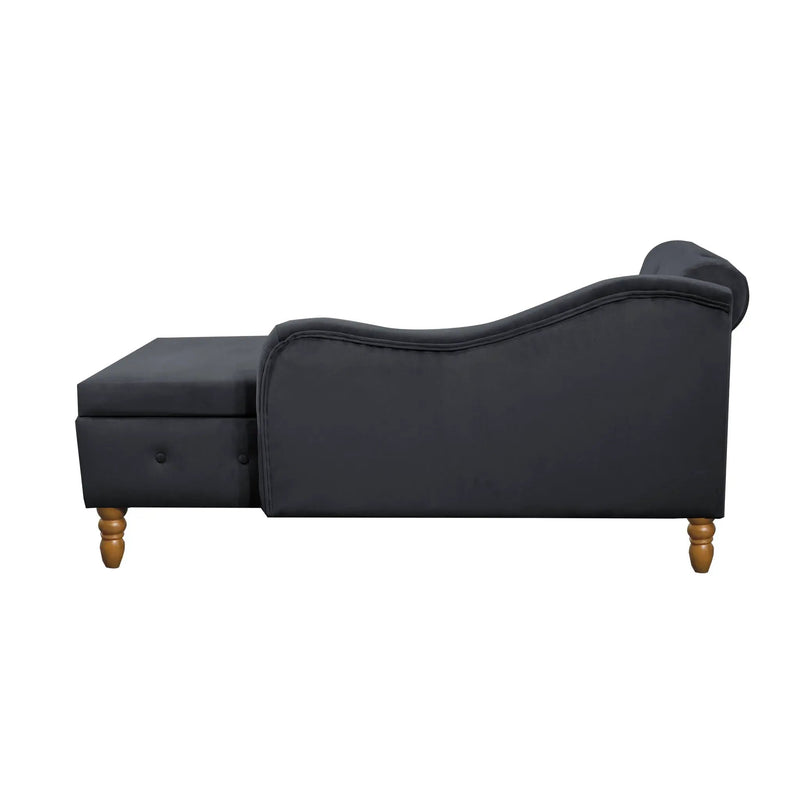 Chaise Lounge Indoor, Lounge Chair For Bedroom With Storage & Pillow, Modern Upholstered Rolled Arm Chase Lounge For Sleeping With Nailhead Trim For Living Room Bedroom Office by HouseOfZazla