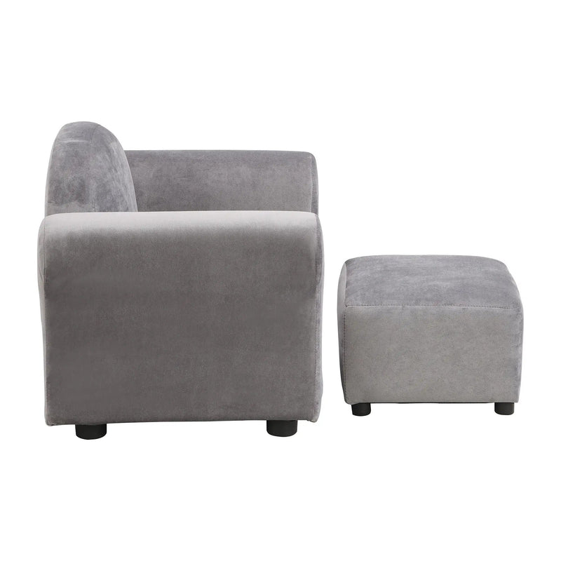 Kids Recliner Chair, Kids Upholstered Couch With Ottoman - Gray by HouseOfZazla
