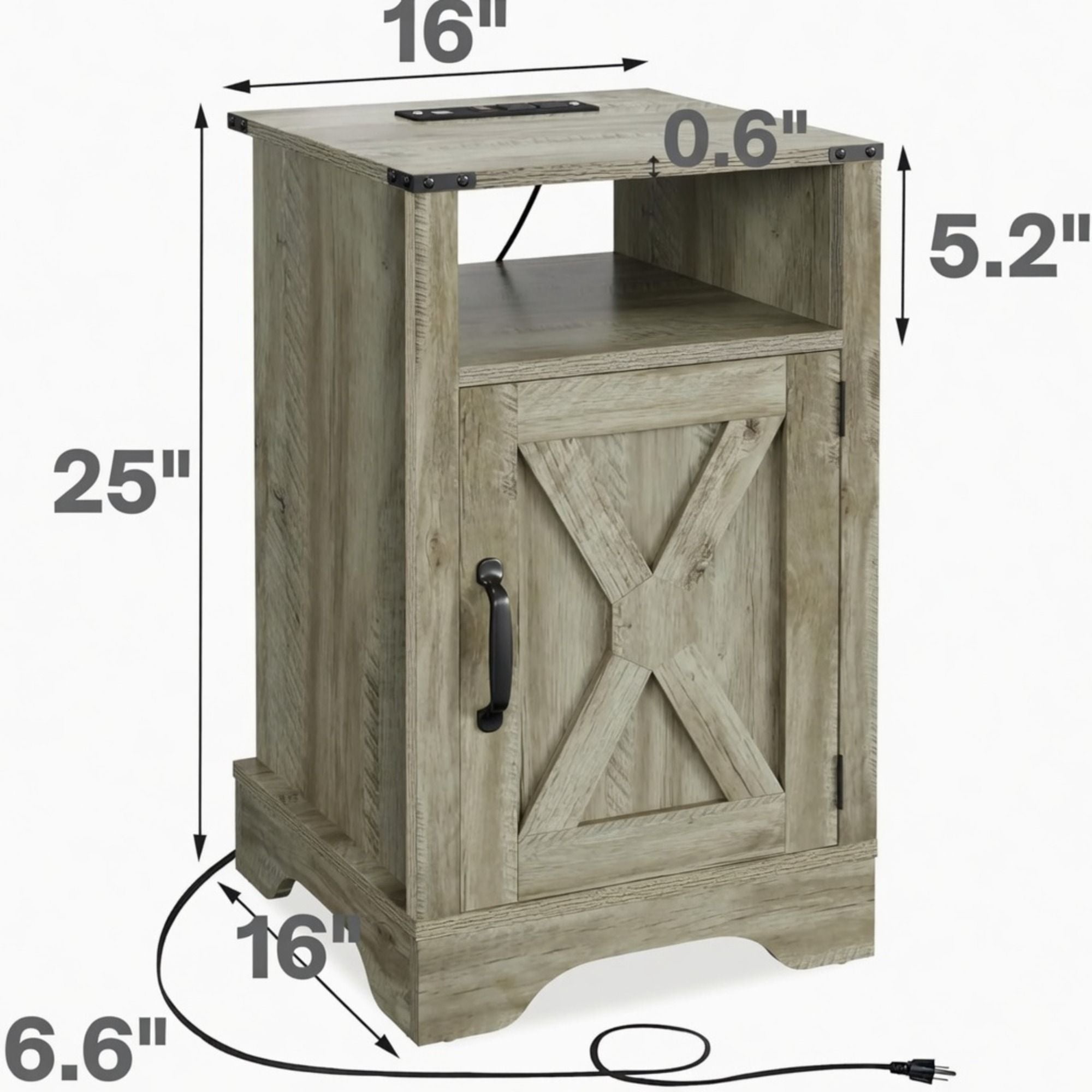 Farmhouse Nightstand, Charging Station & Storage by HouseOfZazla