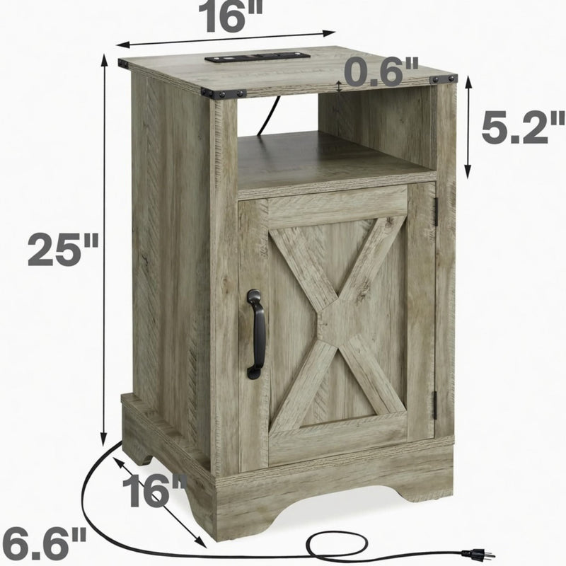 Farmhouse Nightstand, Charging Station & Storage by HouseOfZazla