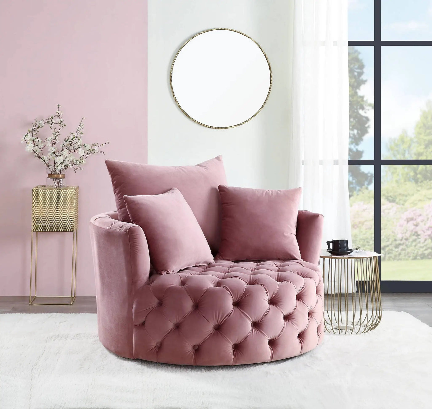 Zunyas Velvet Accent Chair With Swivel by HouseOfZazla