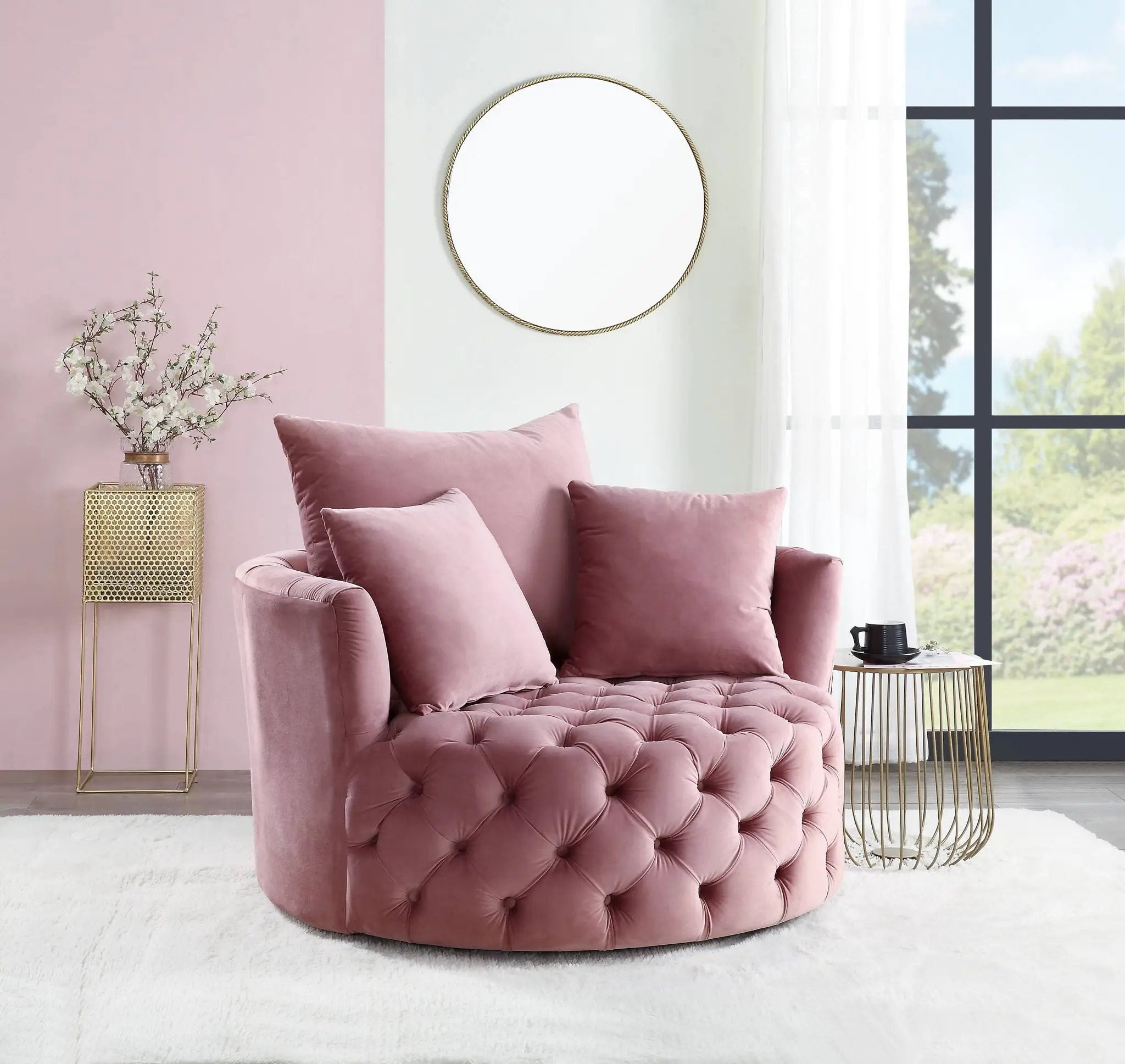 Zunyas Velvet Accent Chair With Swivel by HouseOfZazla
