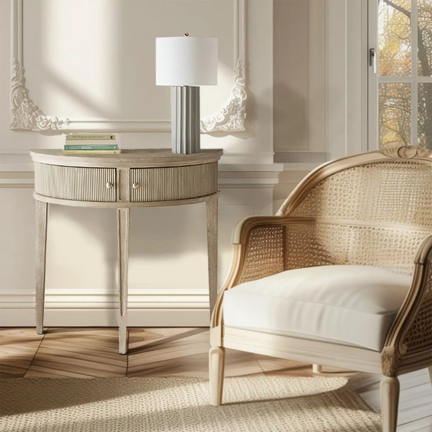 Vintage Inspired Storage Console Table With Fluted Doors by HouseOfZazla