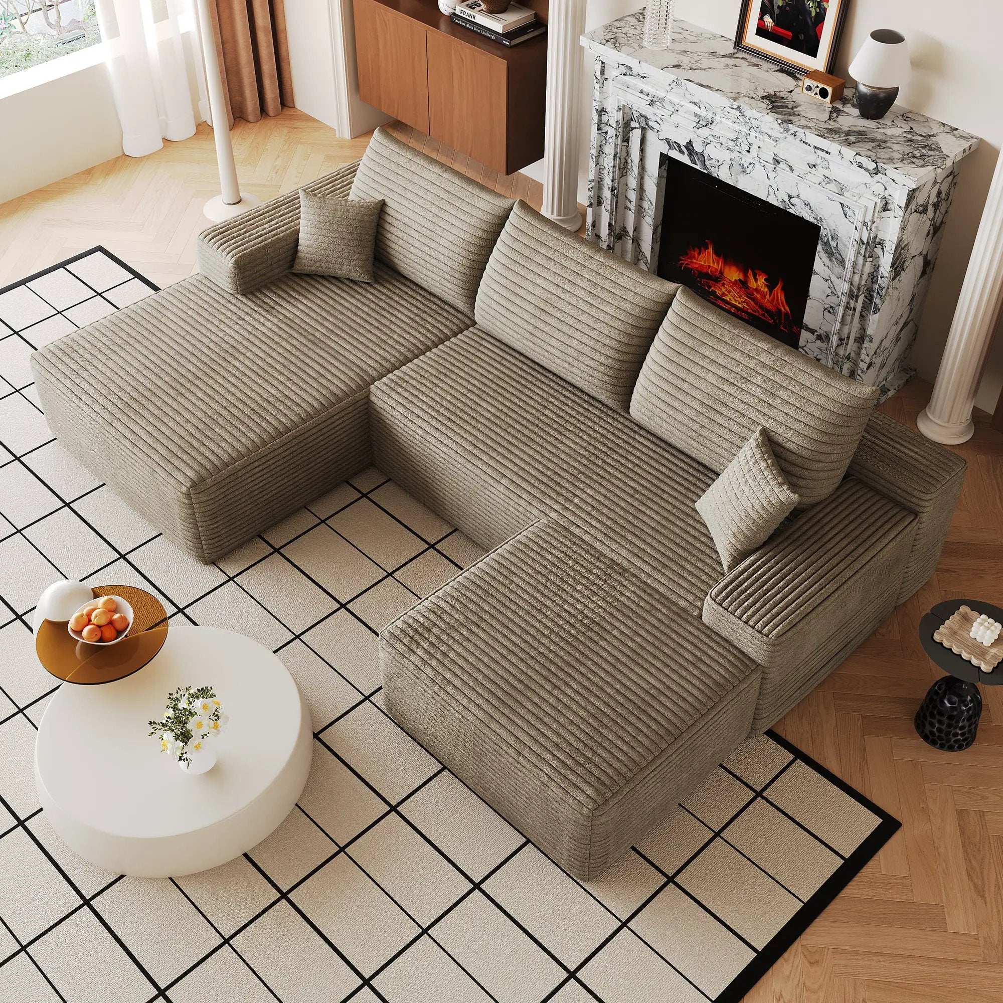 107" Cloud Sectional Sofa with Ottoman by HouseOfZazla