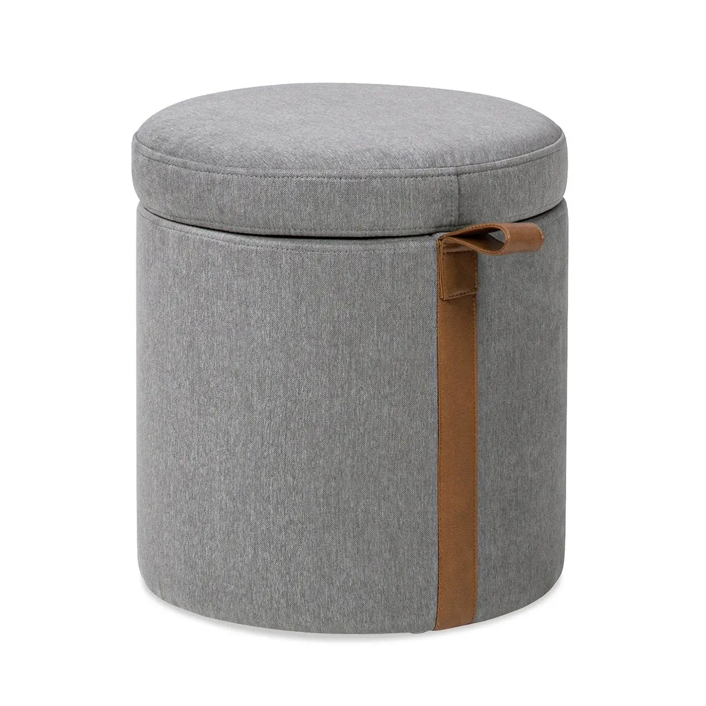 Brandy - Round Upholstered Storage Ottoman With Accent by HouseOfZazla