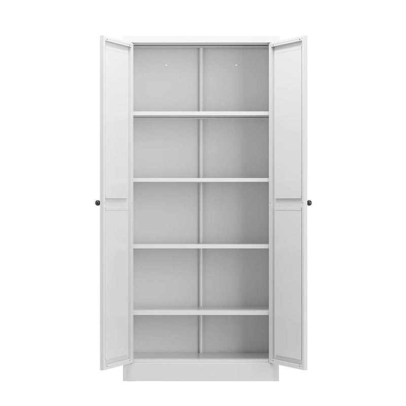 Metal Kitchen Pantry Cabinet With Adjustable Storage And 4 Heavy Duty Shelves - White by Unique Piece Furniture
