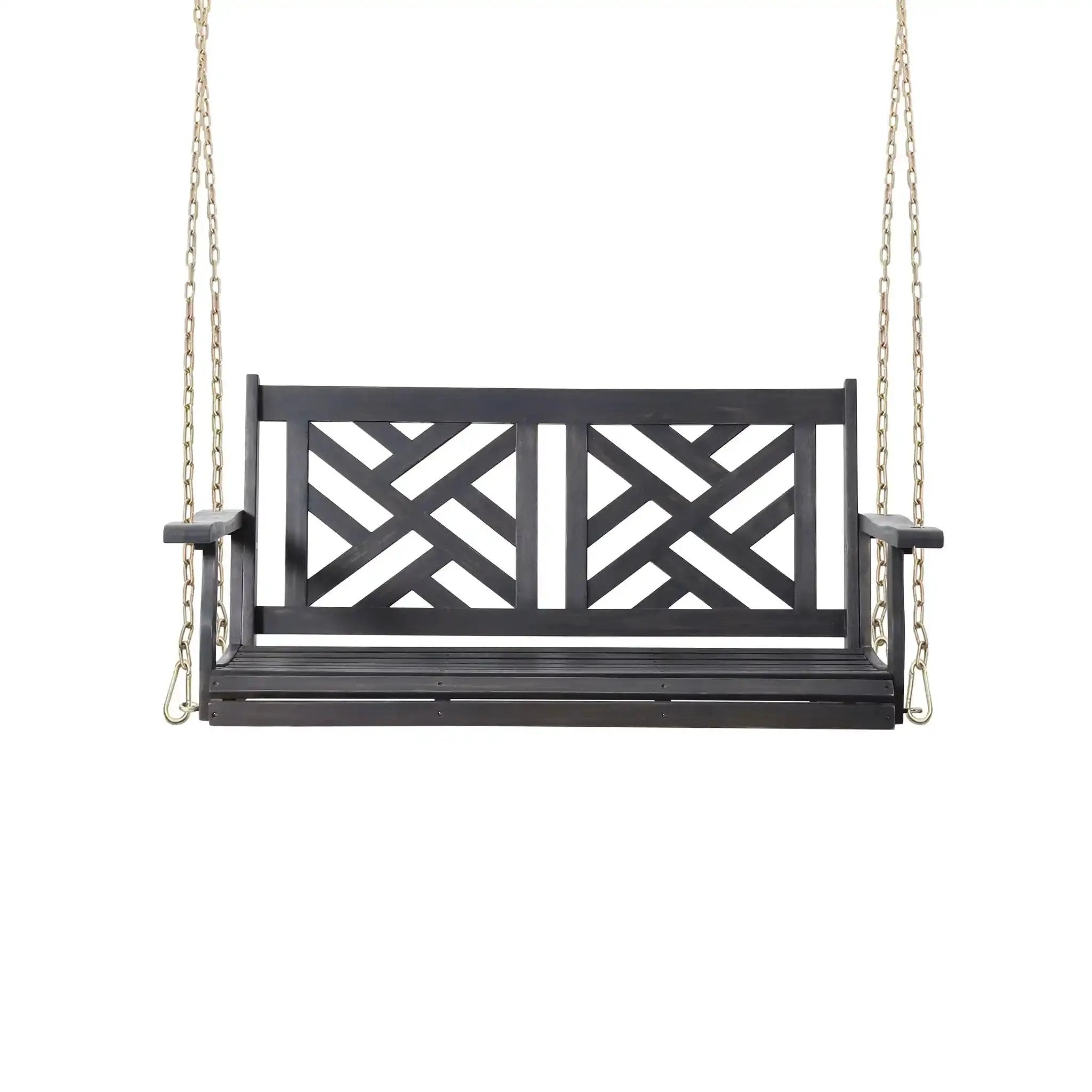 Alejandro Acacia Wood Porch Swing with Slat Panel Seating by HouseOfZazla