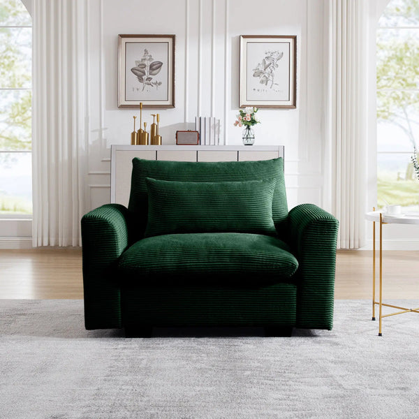 Green Corduroy Deep Seat Single Sofa Accent Chair, photo 2 of 10