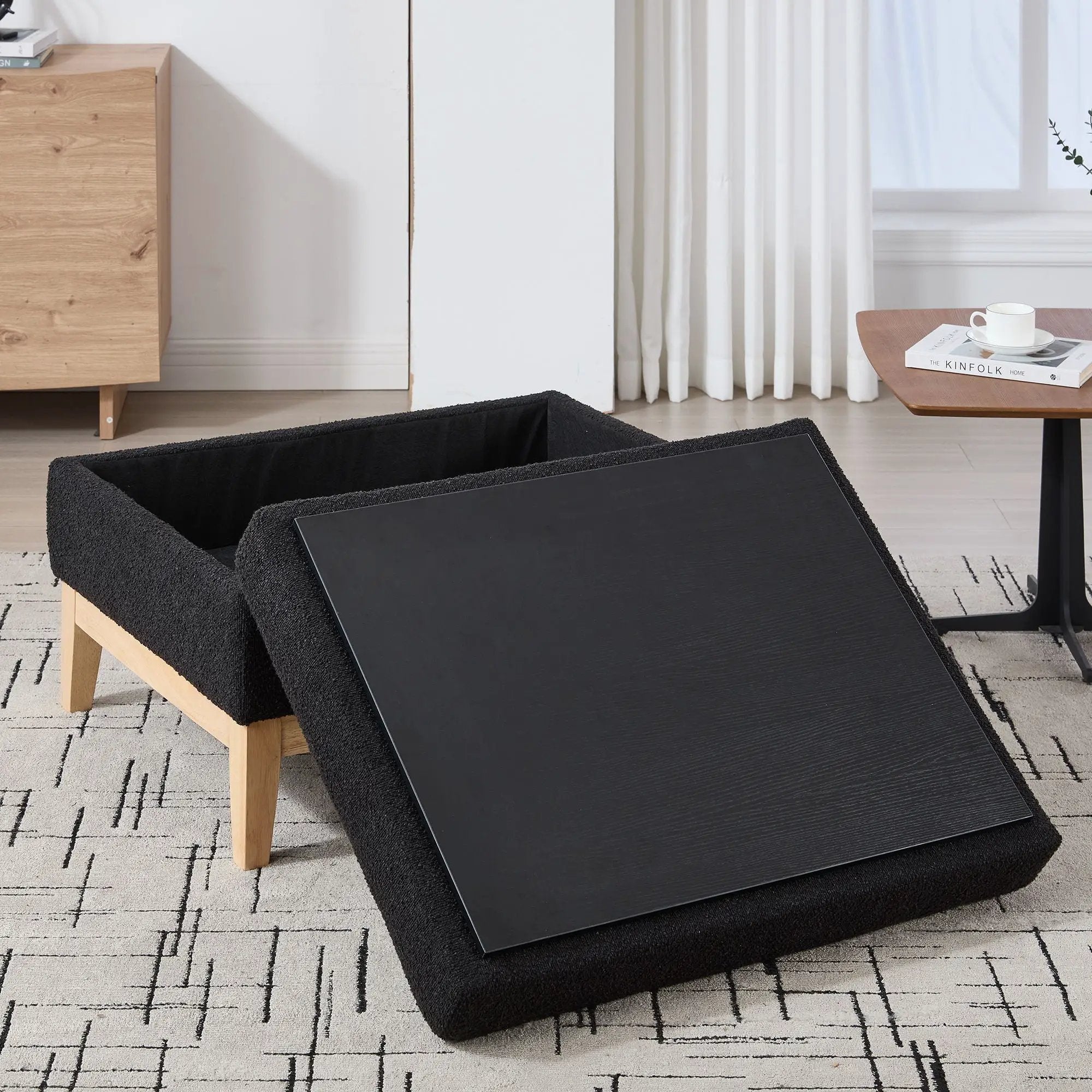 Upholstered Storage Ottoman With Reversible Lid Coffee Table, Foot Stool by Unique Piece Furniture