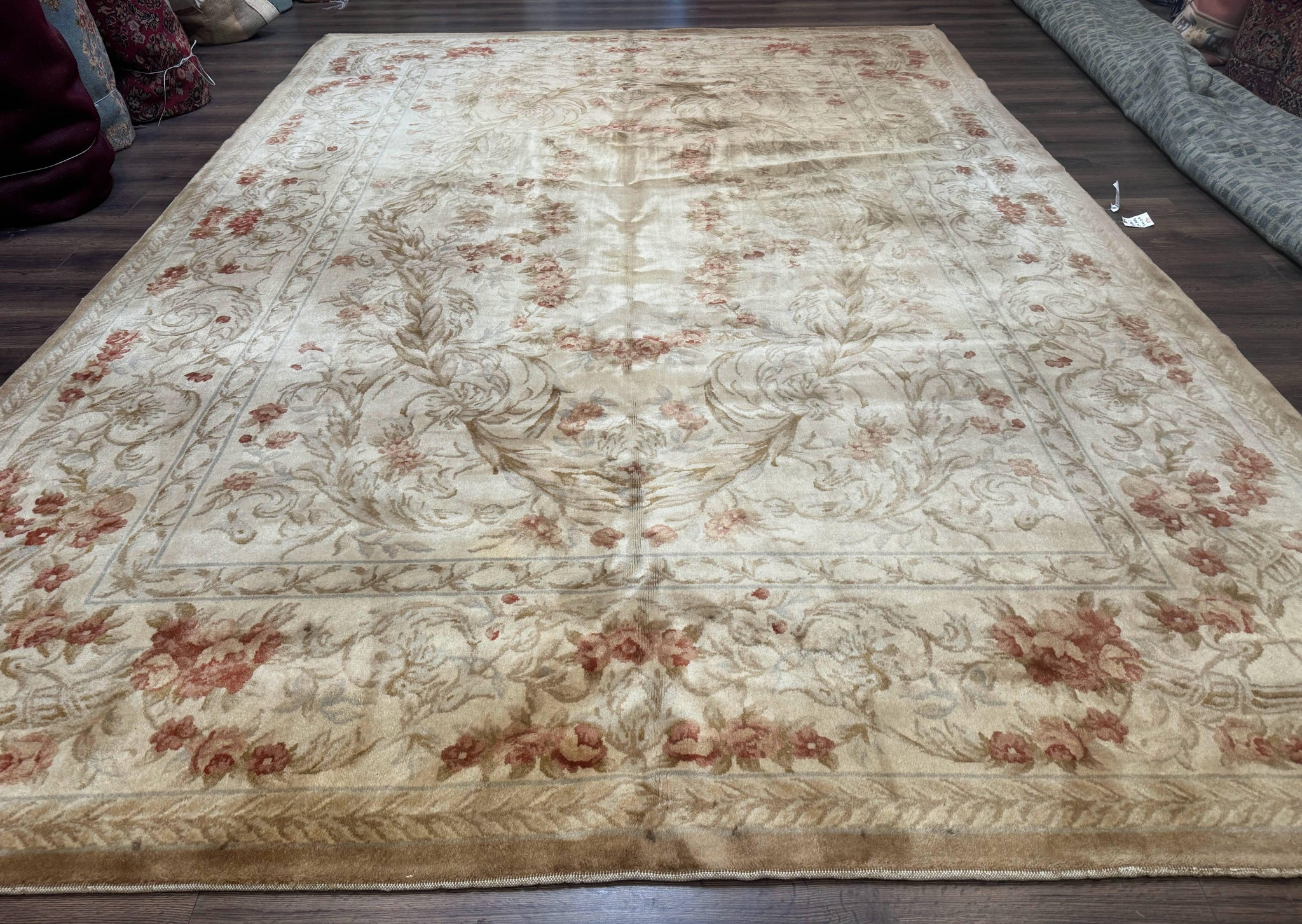 Chinese Aubusson Wool Rug 10x14, European Design, Thick Wool Pile by Jewel Rugs