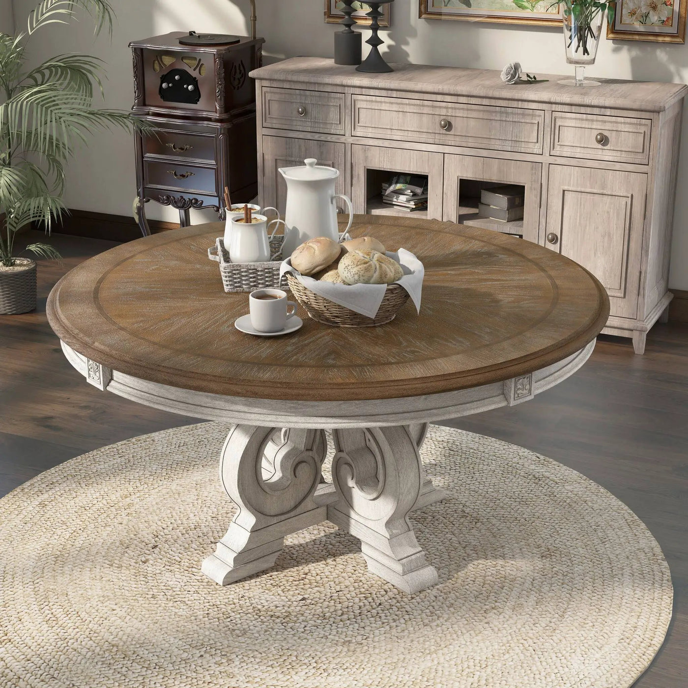 Elegant Dining Set Round Table And Side Chairs by Unique Piece Furniture