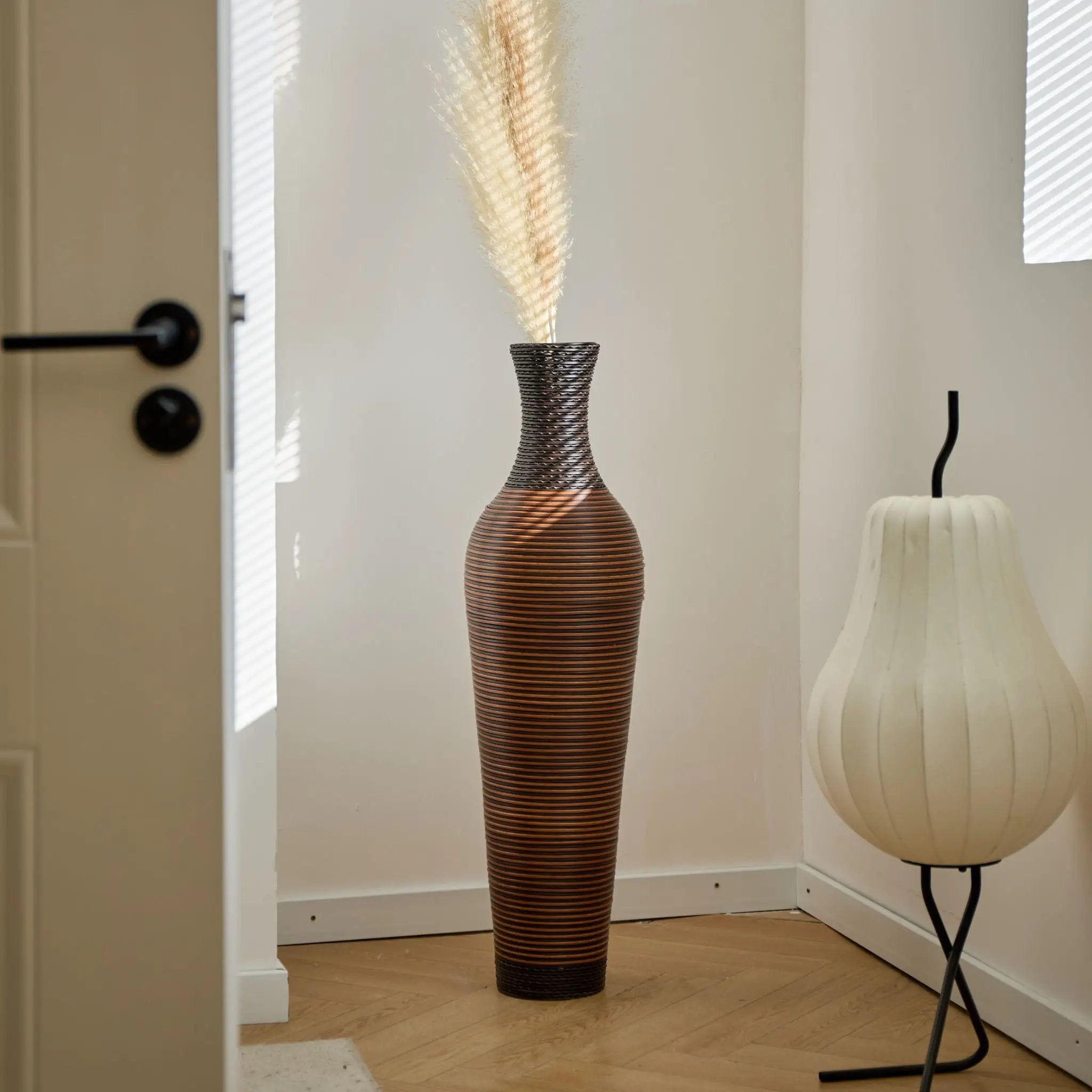 Tall Standing Designer Floor Vases With Elegant 2 Tone Finishes Ideal For Decorating Living Rooms, Bedrooms, Entryways Perfect For Decorating Your Home - Black / Gray by HouseOfZazla