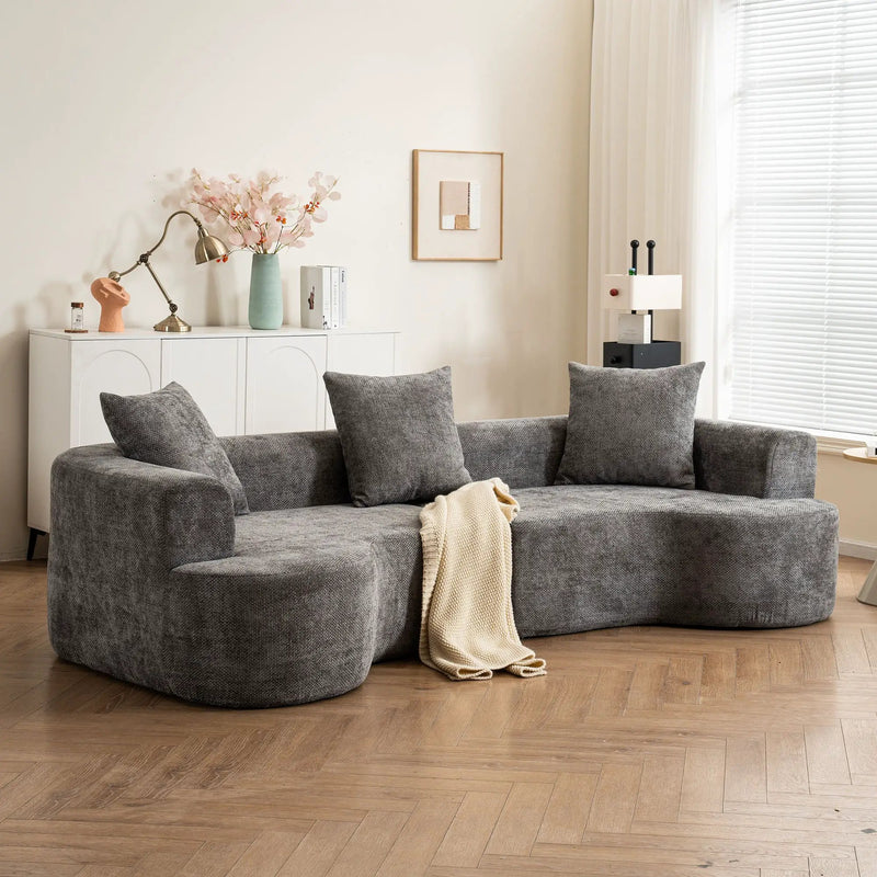 Modern Style Ultra Smooth Curved Sofa With 3 Pillows by HouseOfZazla