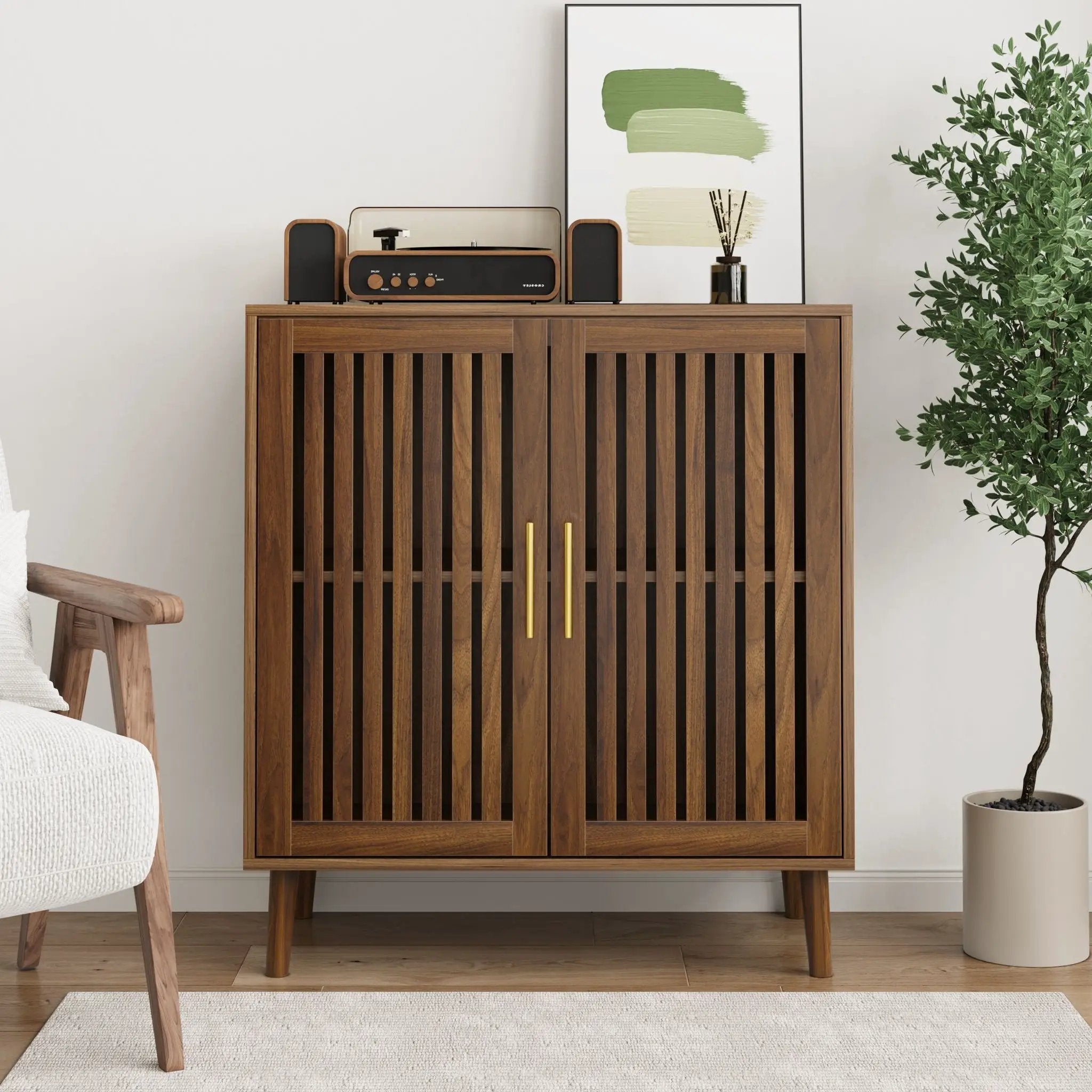 Grille Striped Sideboard Buffet Cabinet With Storage by Unique Piece Furniture