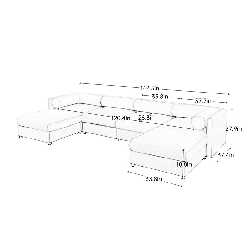 Contemporary Elegant Sofa With Storage And Ottoman by HouseOfZazla