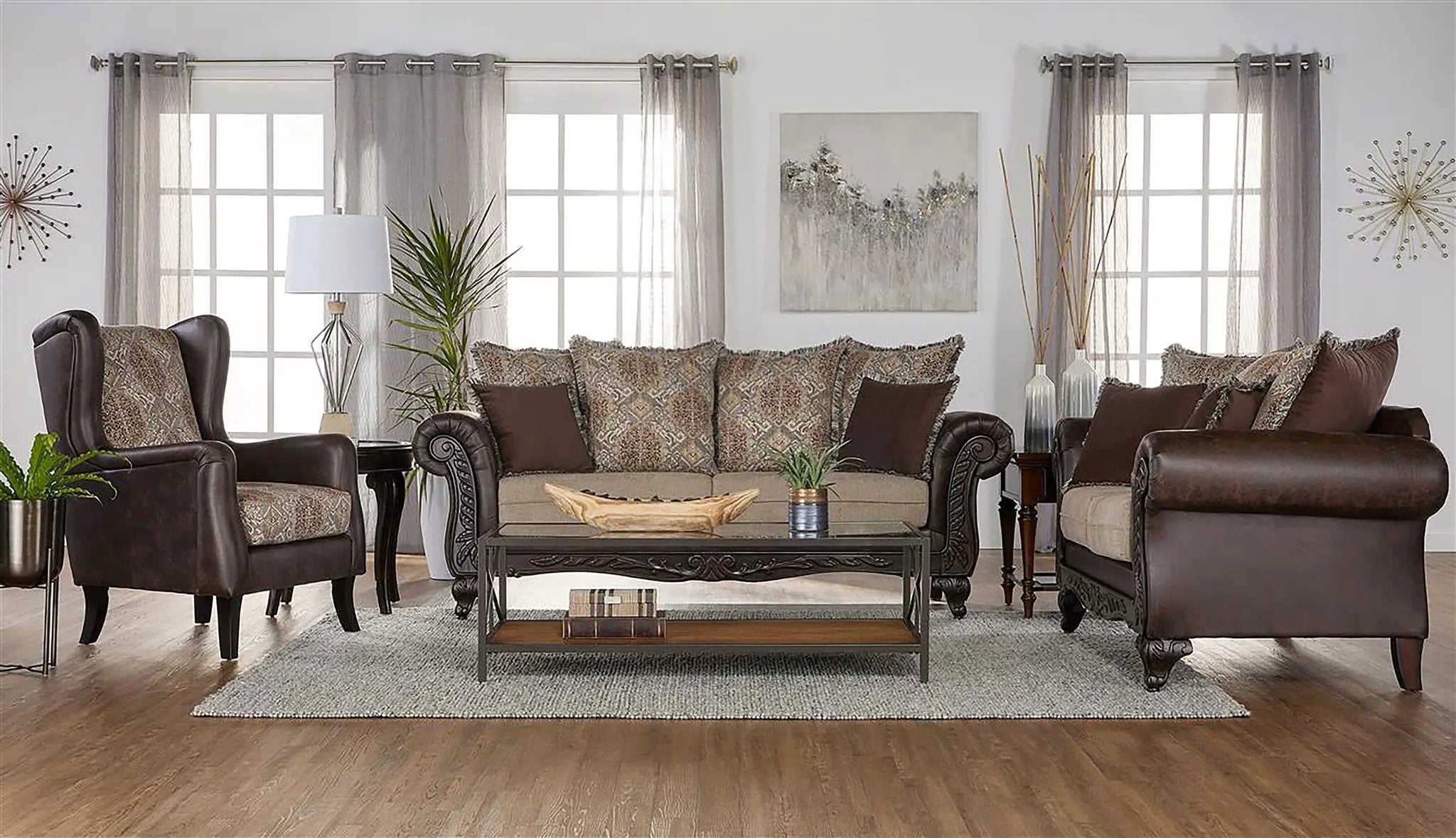 Elmbrook Upholstered Rolled Arm Sofa Brown by Unique Piece Furniture