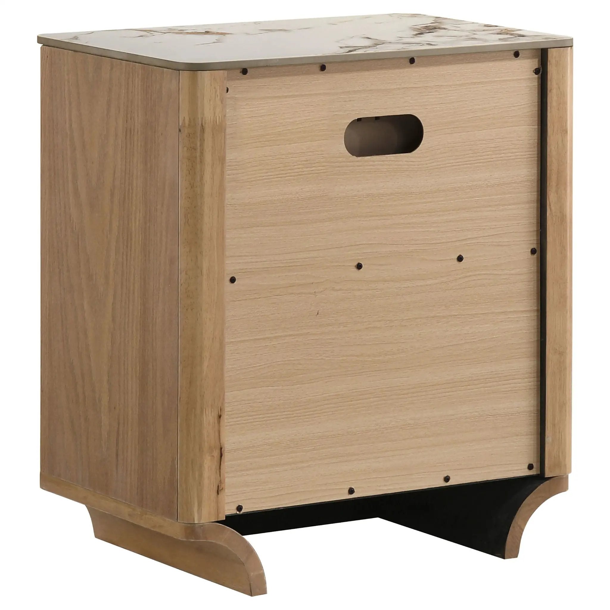 Leanne 2-drawer Sinter Stone Top Nightstand Light Oak by Unique Piece Furniture