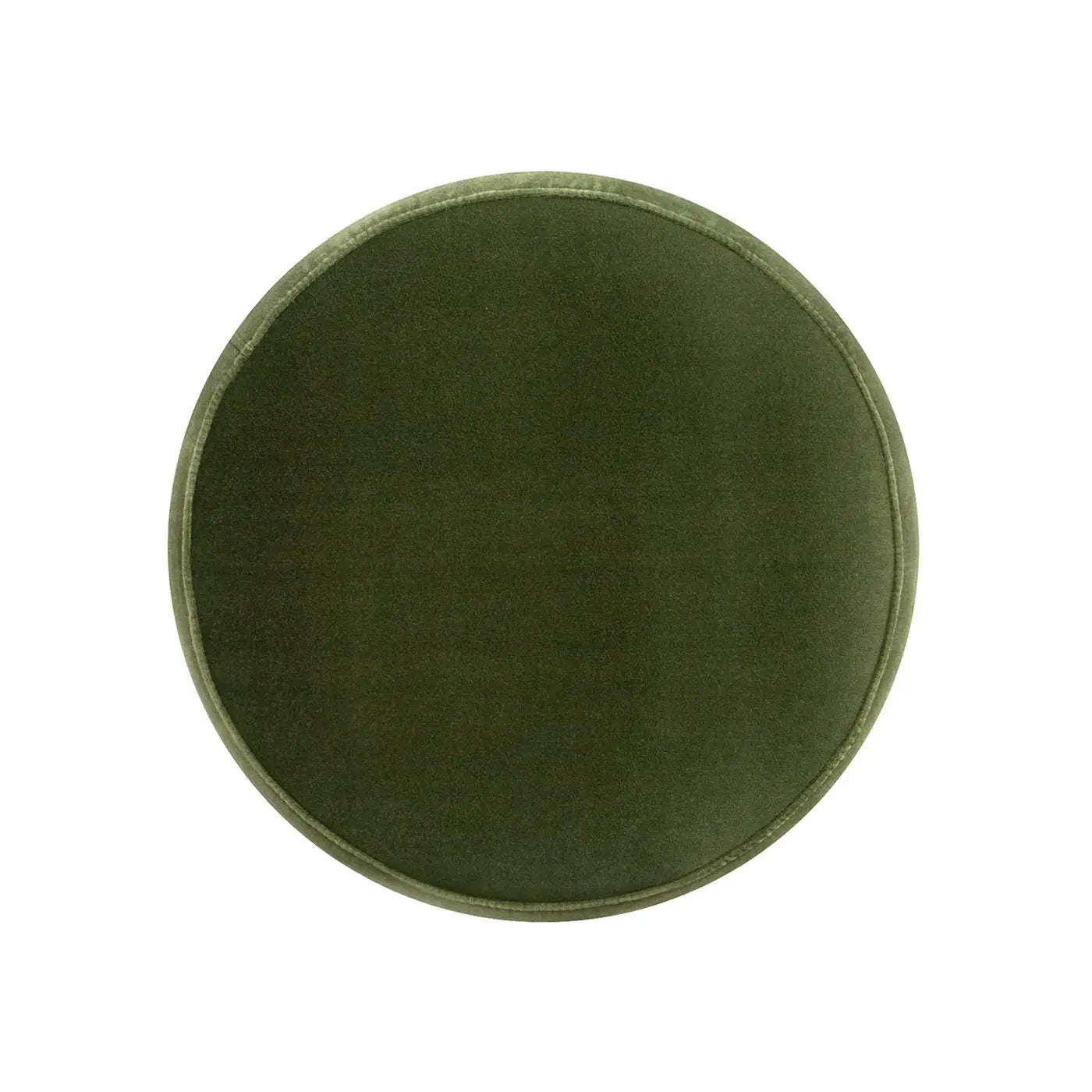 Edward - Round Upholstered Ottoman With Bullion Fringe - Olive Green by HouseOfZazla