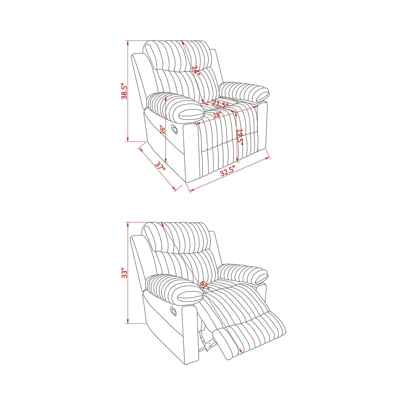 Bruni - Glider Recliner With Manual Recline by HouseOfZazla