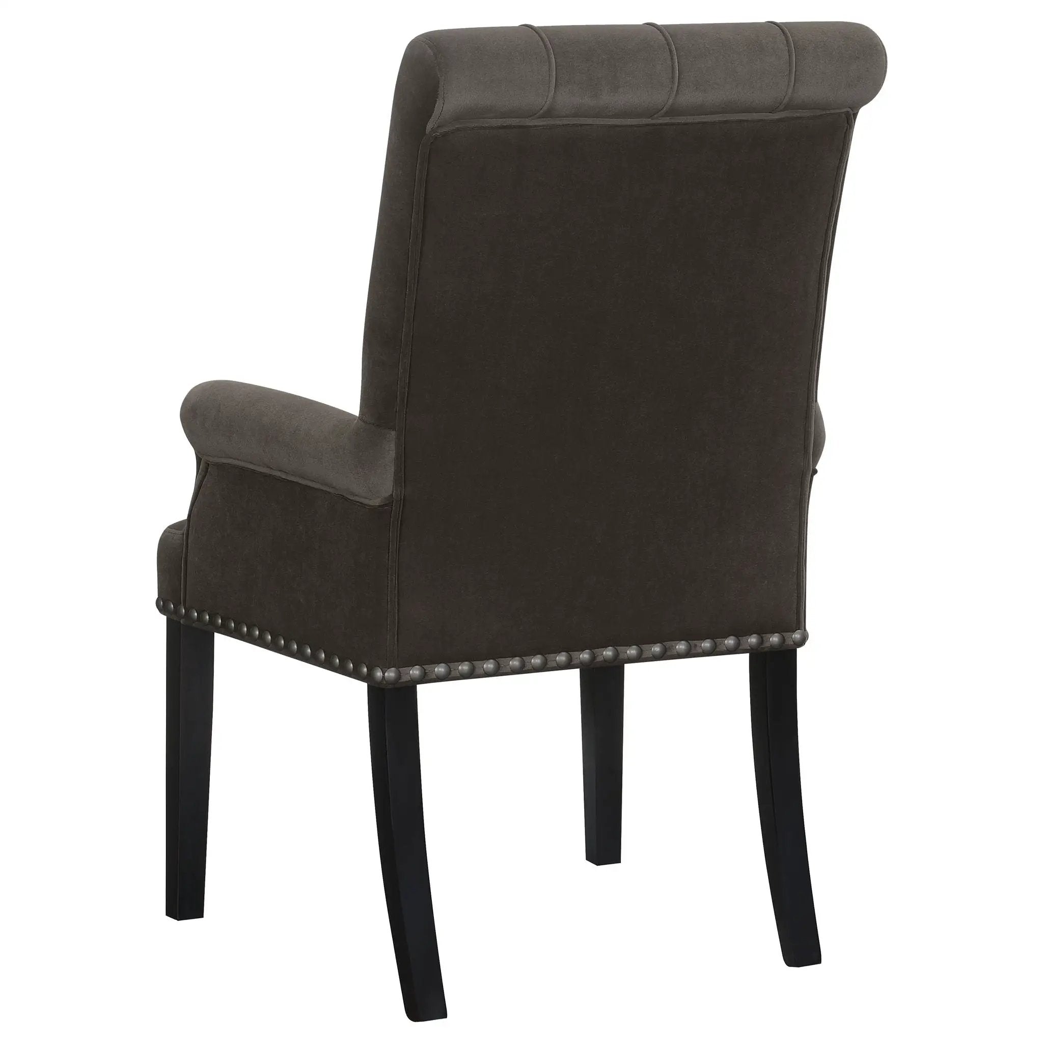 Alana Velvet Upholstered Dining Arm Chair Brown by Unique Piece Furniture