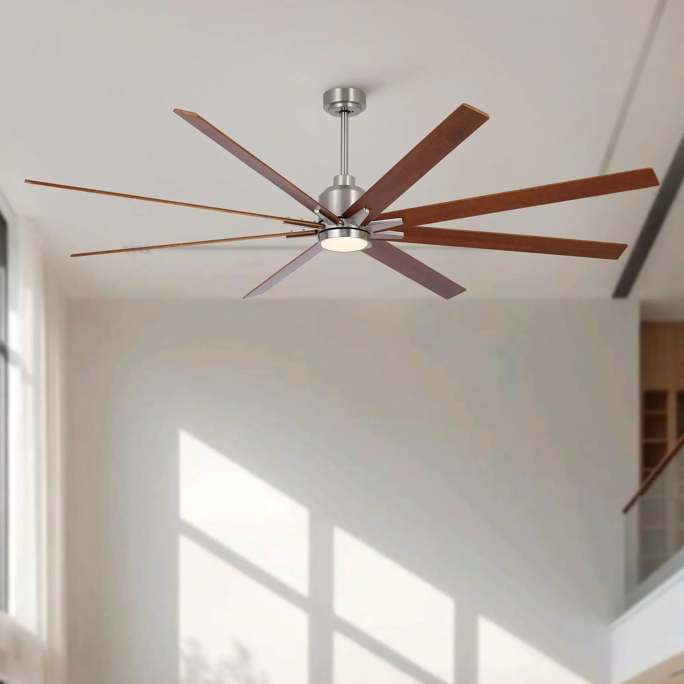 Oversized Large Ceiling Fan With Dimmable LED Light, 8 Blades, Remote Control by HouseOfZazla