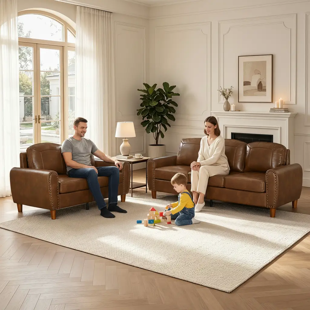 Breathable Faux Leather Sofa For Living Room by HouseOfZazla