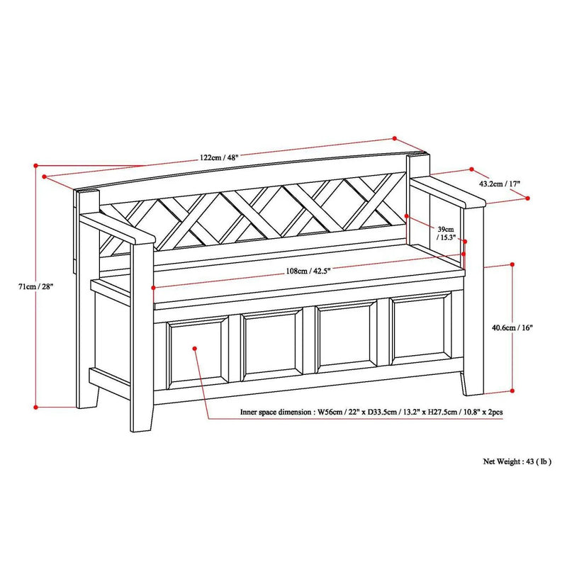 Amherst Solid Wood Entryway Storage Bench in White by HouseOfZazla
