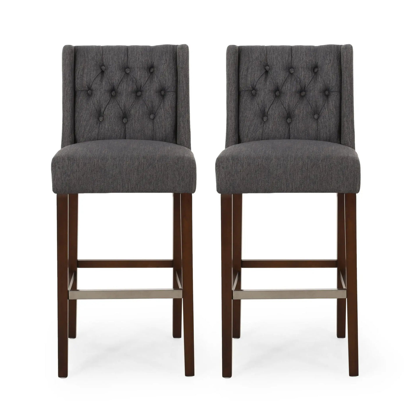 Solstara Upholstered Dining Barstool with Button Tufted and Wing Back by HouseOfZazla