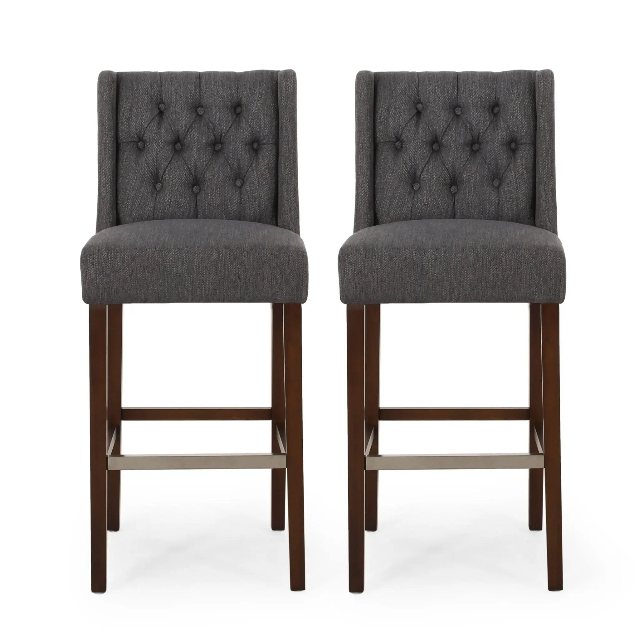 Solstara Upholstered Dining Barstool with Button Tufted and Wing Back by HouseOfZazla