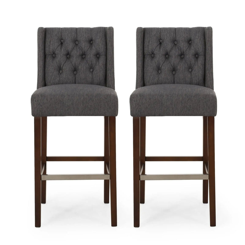 Solstara Upholstered Dining Barstool with Button Tufted and Wing Back by HouseOfZazla