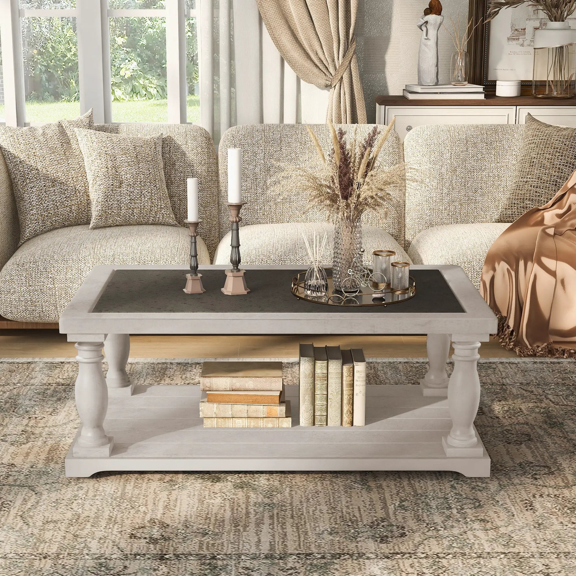 Vibe Haus Farmhouse Rectangular Coffee Table by HouseOfZazla