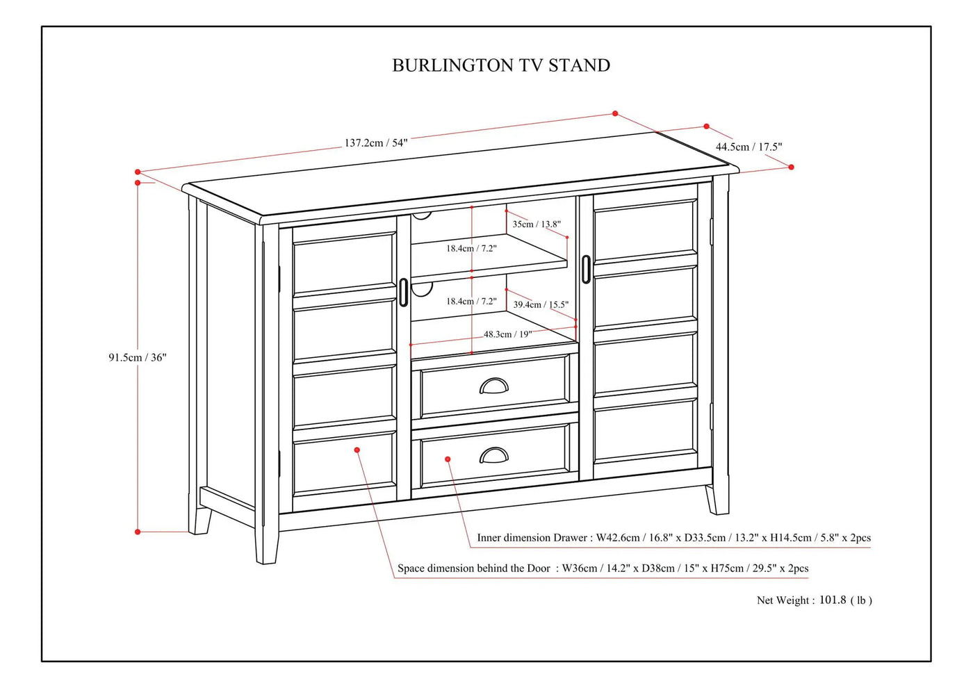 Burlington - Handcrafted Tall TV Media Stand by HouseOfZazla