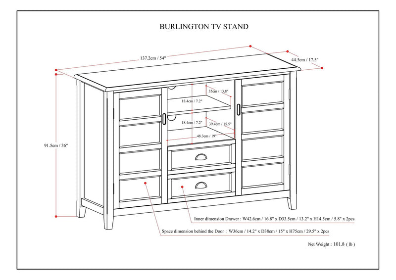 Burlington - Handcrafted Tall TV Media Stand by Unique Piece Furniture
