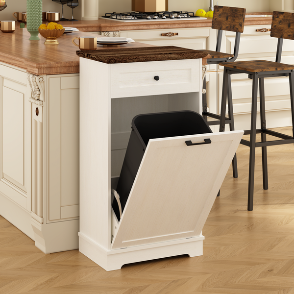 13 Gallon Tilt Out Trash Cabinet with Tilt-Out Front - White