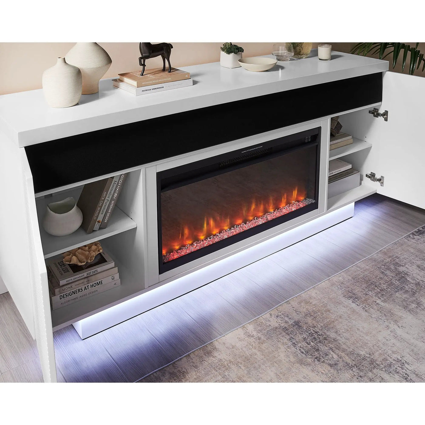 Alessia - Electric Fireplace With Multi Color LED And Flame Settings by Unique Piece Furniture