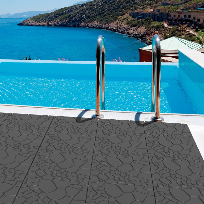 Stone Texture Patio Deck Tiles, Diy Module Interlocking Decking Floor Tiles by HouseOfZazla