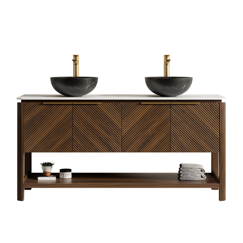 Indigo 60" Bathroom Vanity with Sinter Stone Countertop by HouseOfZazla
