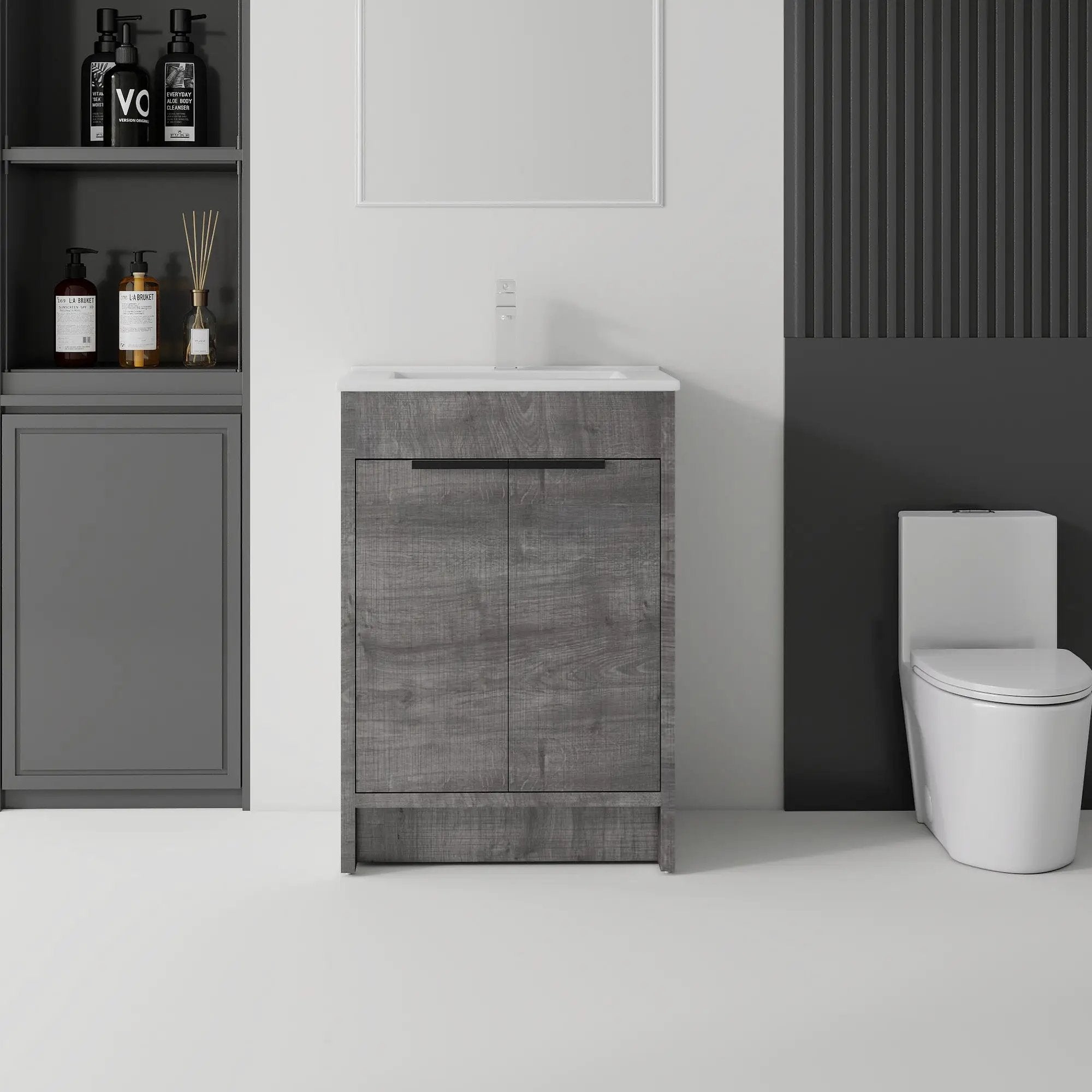24 Inch Floating Bathroom Vanity with Ceramic Sink and Soft-Close Door by HouseOfZazla