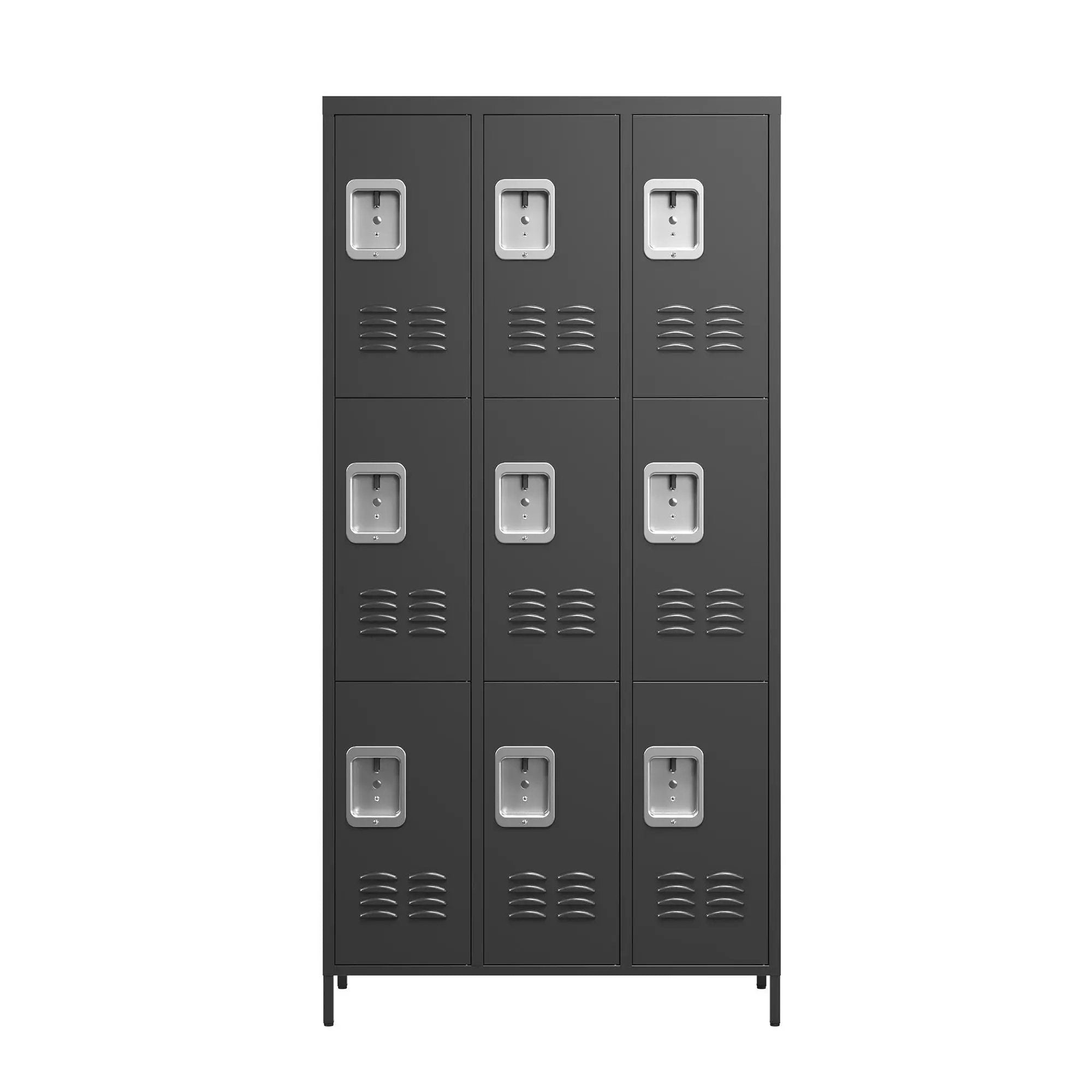 9 Door Lockers With Lock For Secure Storage And - Black