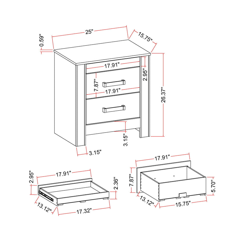 Lorenzo Nightstand with Hidden Compartment and Acrylic Handles – Silver, photo 6 of 7