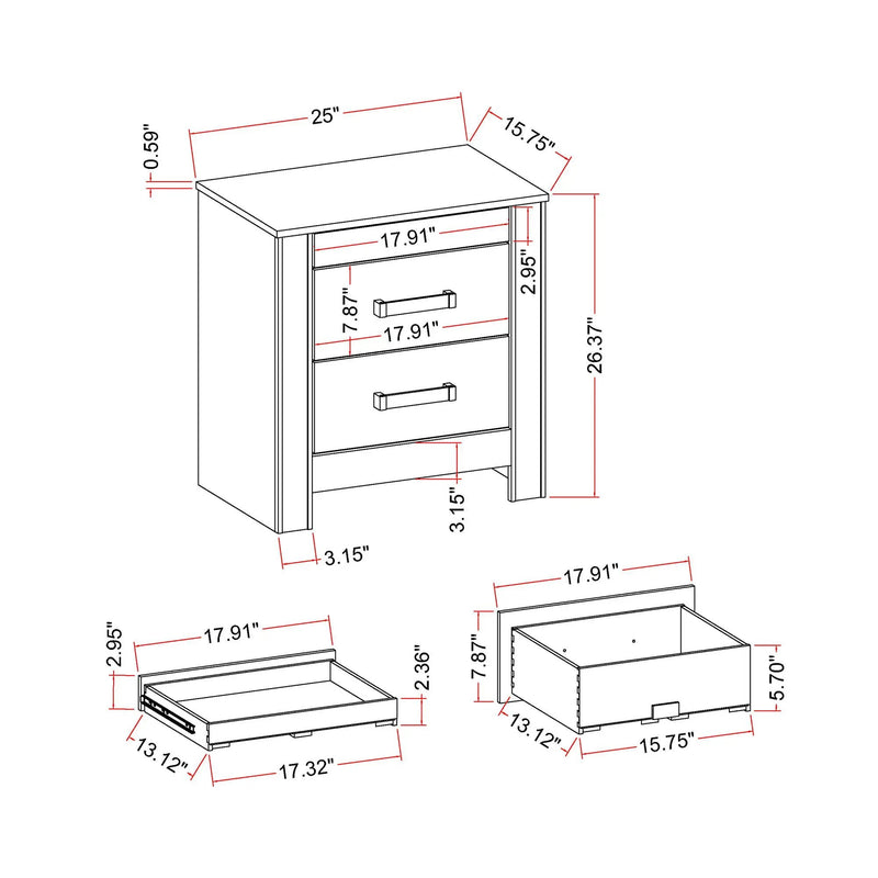 Lorenzo - Nightstand With Hidden Compartment And Handles - Silver by Unique Piece Furniture